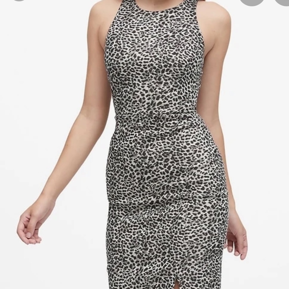Banana Republic snow leopard cocktail dress. EUC! Worn once!